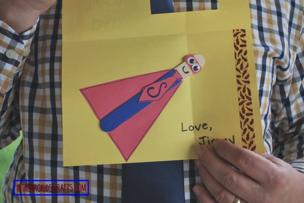father's day easy kids' craft: super hero card alternate step 4