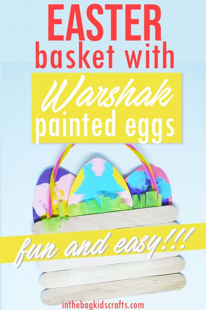 Popsicle Stick Easter Basket with Squishy painted eggs