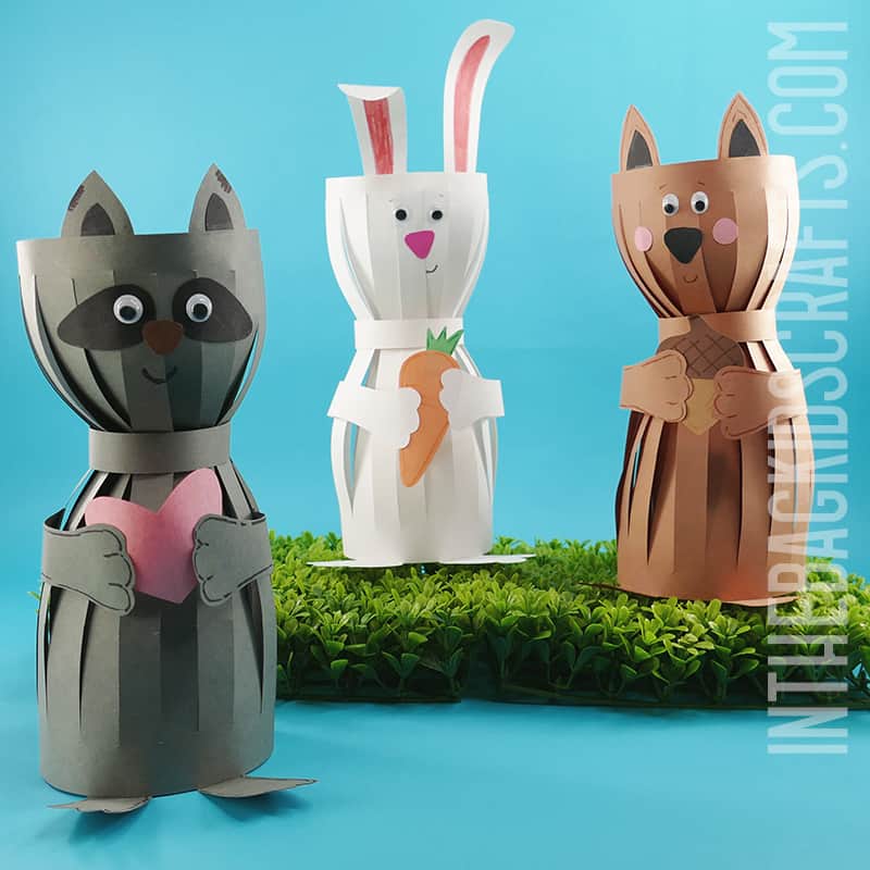 Paper Animals (Squirrel, Raccoon & Bunny) • In the Bag Kids' Crafts for Free Printable 3d Paper Animals