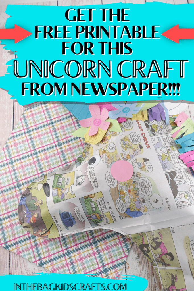 UNICORN CRAFT TEMPLATE FOR KIDS MADE FROM RECYCLED NEWSPAPER